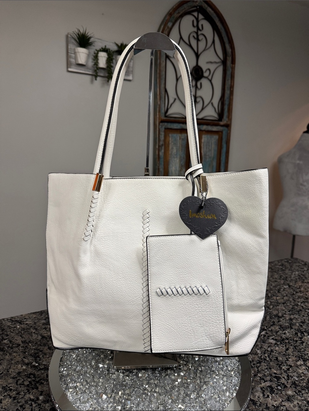 Imoshion White Tote with Matching Pouch NEW
